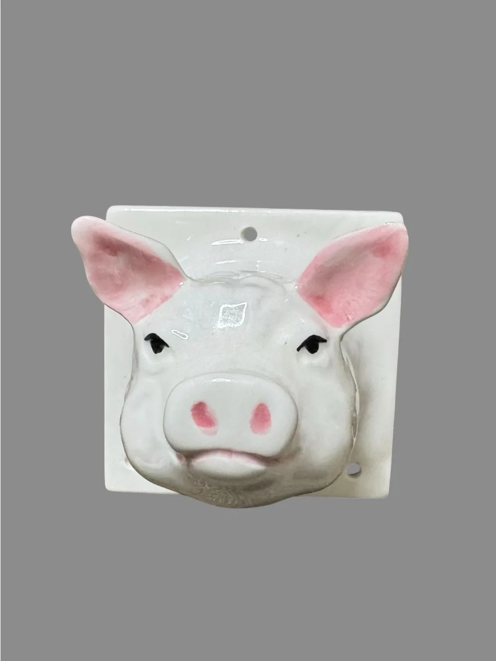 Ceramic Pig and Cow Wall Hooks - White and Pink Home Wall Decor